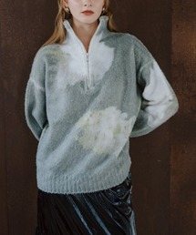 sahara | Flower Print Half Zip Knit/フラワープリントハーフジップニット(ニット/セーター)