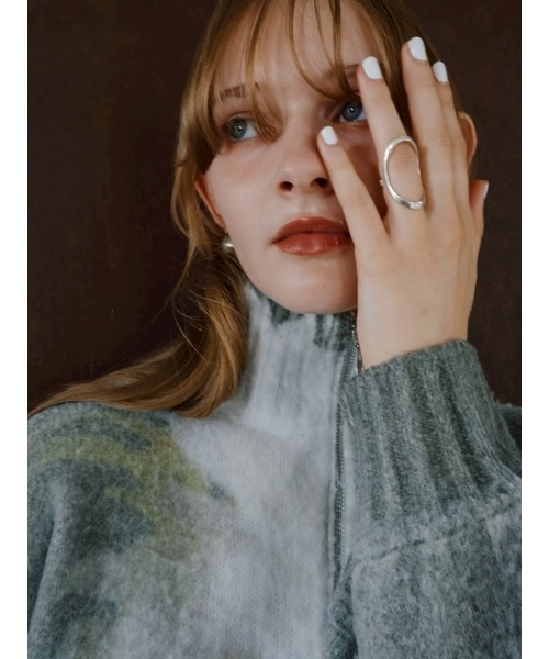 sahara（サハラ）の「Flower Print Half Zip Knit/フラワープリントハーフジップニット（ニット/セーター・レディース・グレー/ブルー・FREE）」の6枚目の写真