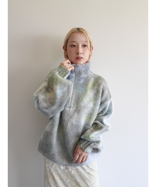 sahara（サハラ）の「Flower Print Half Zip Knit/フラワープリントハーフジップニット（ニット/セーター・レディース・グレー/ブルー・FREE）」の22枚目の写真