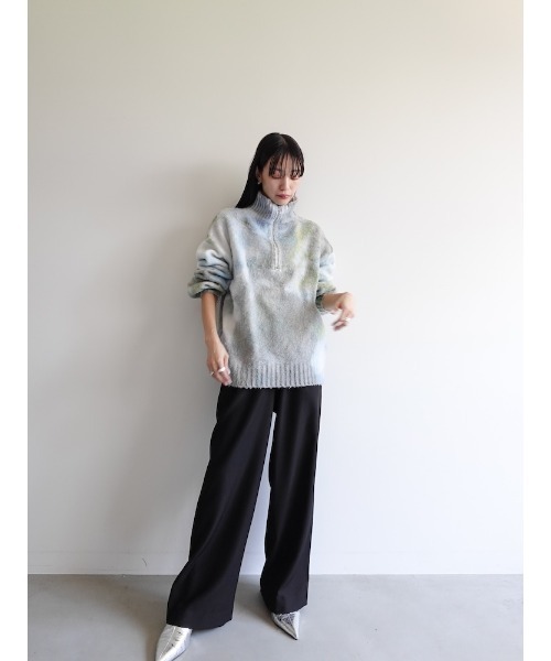 Flower Print Half Zip Knit/フラワープリントハーフジップニット