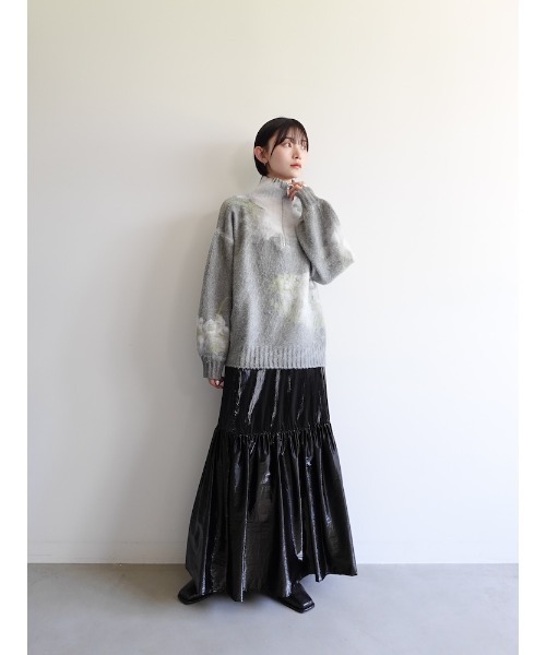 sahara（サハラ）の「Flower Print Half Zip Knit/フラワープリントハーフジップニット（ニット/セーター・レディース・グレー/ブルー・FREE）」の13枚目の写真