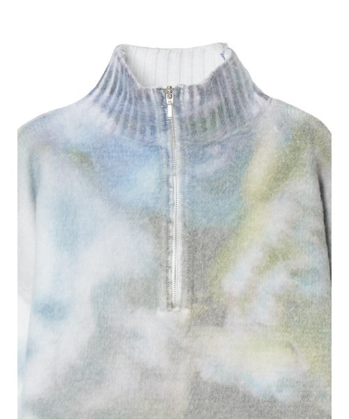 Flower Print Half Zip Knit/フラワープリントハーフジップニット