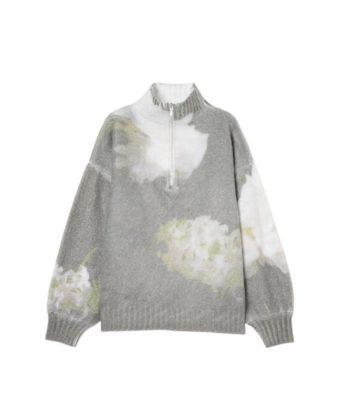 Flower Print Half Zip Knit/フラワープリントハーフジップニット