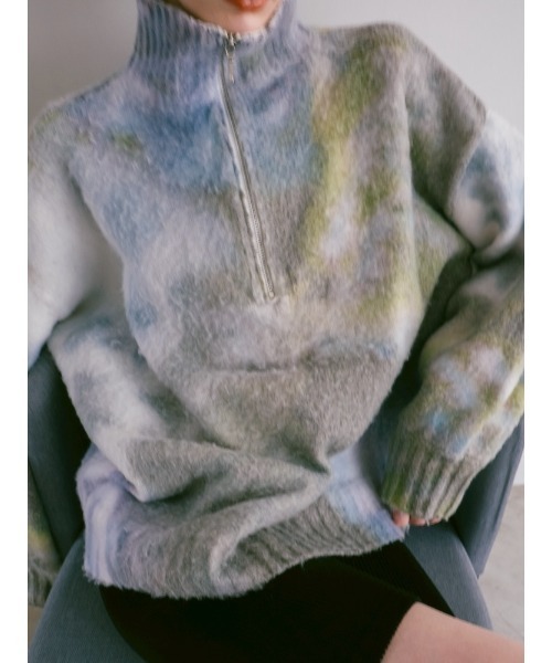 sahara（サハラ）の「Flower Print Half Zip Knit/フラワープリントハーフジップニット（ニット/セーター・レディース・グレー/ブルー・FREE）」の17枚目の写真