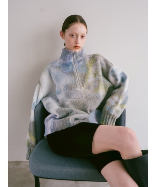 sahara（サハラ）の「Flower Print Half Zip Knit/フラワープリントハーフジップニット（ニット/セーター・レディース・グレー/ブルー・FREE）」の18枚目の写真