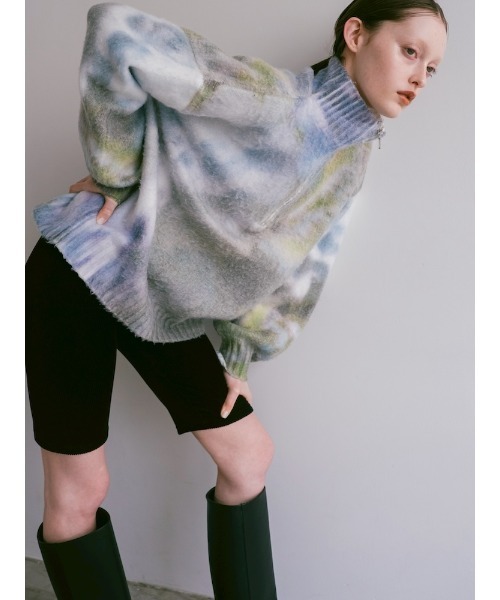 sahara（サハラ）の「Flower Print Half Zip Knit/フラワープリントハーフジップニット（ニット/セーター・レディース・グレー/ブルー・FREE）」の19枚目の写真