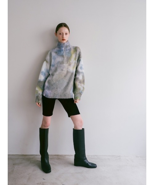 sahara（サハラ）の「Flower Print Half Zip Knit/フラワープリントハーフジップニット（ニット/セーター・レディース・グレー/ブルー・FREE）」の21枚目の写真