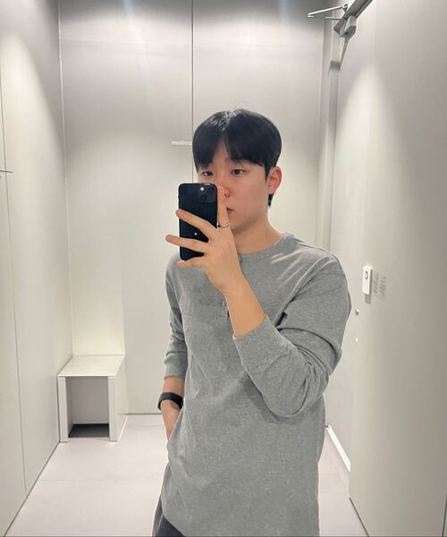 MUSINSA STANDARD（ムシンサスタンダード）の「リップカフスヘンリーネック長袖Tシャツ[メランジグレー]（Tシャツ/カットソー・メンズ・その他・LARGE/MEDIUM/SMALL/X-LARGE/XX-LARGE）」の6枚目の写真