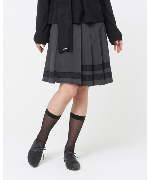 セール】Trimmed midi skirt CHARCOAL（スカート）｜Miseki SEOUL