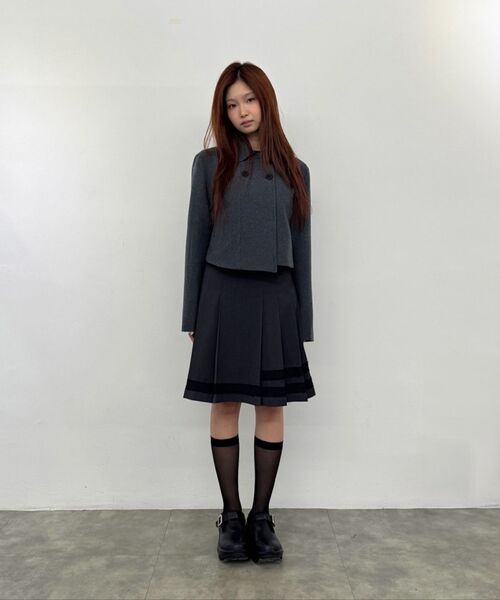セール】Trimmed midi skirt CHARCOAL（スカート）｜Miseki SEOUL