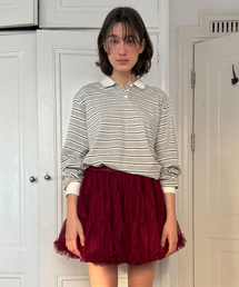 SINOON（シヌーン）の「Stripe PK Shirt (Melange Grey)（ポロシャツ）」