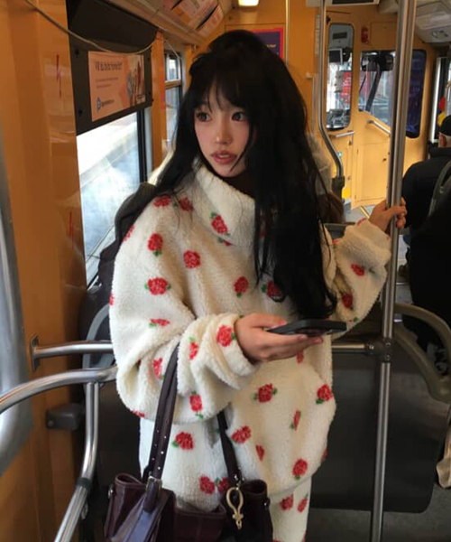 YOUHEE(ユヒ)の「ROSE PATTERN FLEECE ANORAK IVORY(その他アウター・レディース・その他・FREE)」の1枚目の写真