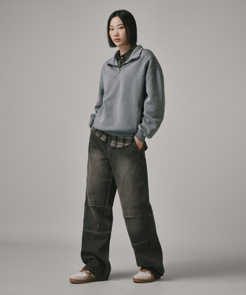 Verdnt（バーダント）の「ガーメントダイ ハーフジップ フリース スウェット Tシャツ [グレー]（スウェット・レディース・その他・SMALL/MEDIUM/LARGE）」の6枚目の写真