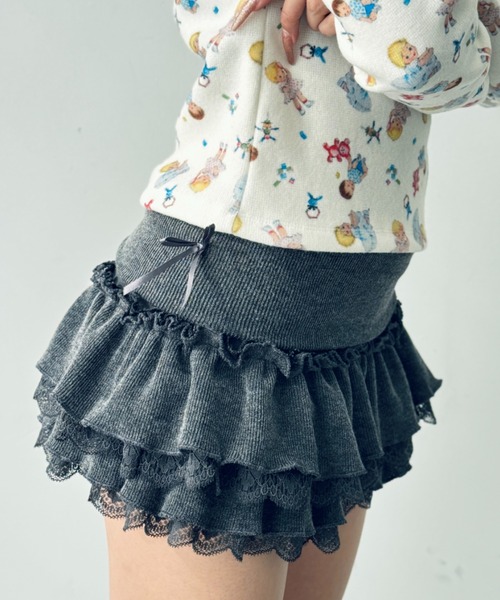 Y2K SYNAPSE FACTORY（ワイツーケー シナプスファクトリー）の「【インナーショーツ付き】ヘビーフリルミニスカート（スカート・レディース・ブラック/グレー/ピンク・FREE）」の8枚目の写真