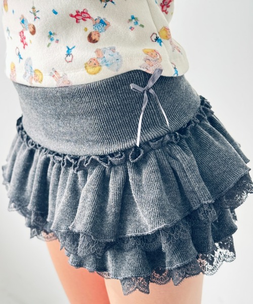 Y2K SYNAPSE FACTORY（ワイツーケー シナプスファクトリー）の「【インナーショーツ付き】ヘビーフリルミニスカート（スカート・レディース・ブラック/グレー/ピンク・FREE）」の9枚目の写真