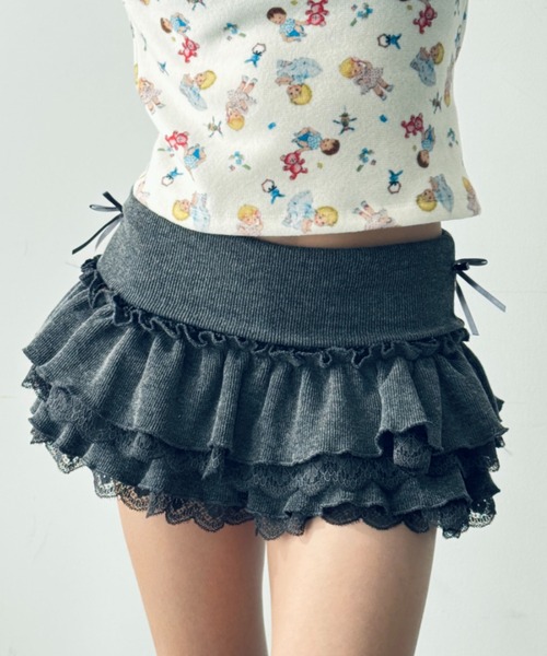 Y2K SYNAPSE FACTORY（ワイツーケー シナプスファクトリー）の「【インナーショーツ付き】ヘビーフリルミニスカート（スカート・レディース・ブラック/グレー/ピンク・FREE）」の10枚目の写真