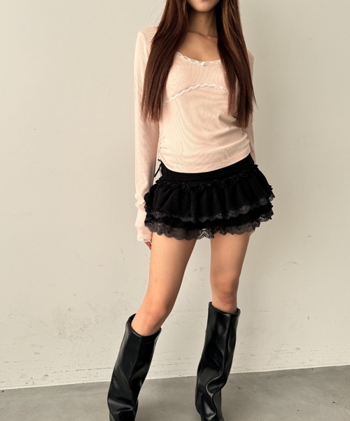 Y2K SYNAPSE FACTORY（ワイツーケー シナプスファクトリー）の「【インナーショーツ付き】ヘビーフリルミニスカート（スカート・レディース・ブラック/グレー/ピンク・FREE）」の20枚目の写真