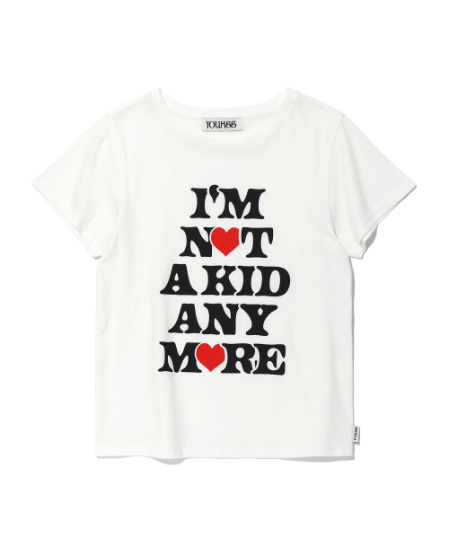 YOUHEE（ユヒ）の「NOT A KID GRAPHIC T-SHIRT WHITE（Tシャツ/カットソー・レディース・その他・FREE）」の2枚目の写真