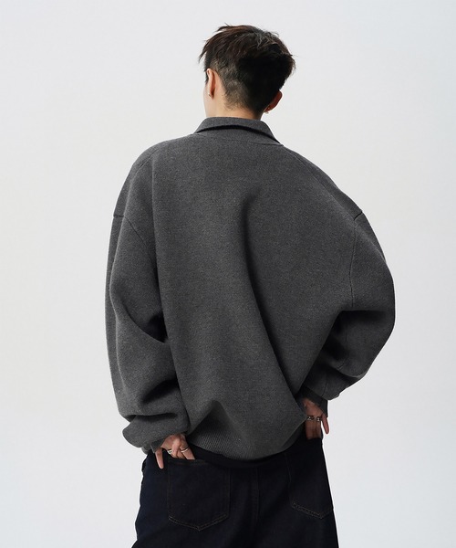 SBG(エスビー)の「SBG オーバーサイズ ニットポロ(ニット/セーター・メンズ・アイボリー/グレー・MEDIUM/LARGE)」の8枚目の写真