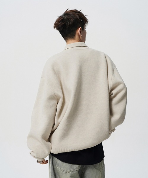 SBG(エスビー)の「SBG オーバーサイズ ニットポロ(ニット/セーター・メンズ・アイボリー/グレー・MEDIUM/LARGE)」の20枚目の写真