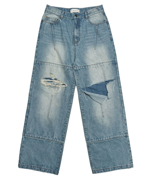 SCHISM INDUCING(スキズムインデューシング)の「RIPPED BIKER PANTS BLUE(デニムパンツ・レディース・その他・MEDIUM/LARGE/X-LARGE)」の2枚目の写真