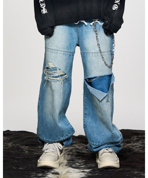 SCHISM INDUCING(スキズムインデューシング)の「RIPPED BIKER PANTS BLUE(デニムパンツ・レディース・その他・MEDIUM/LARGE/X-LARGE)」の10枚目の写真