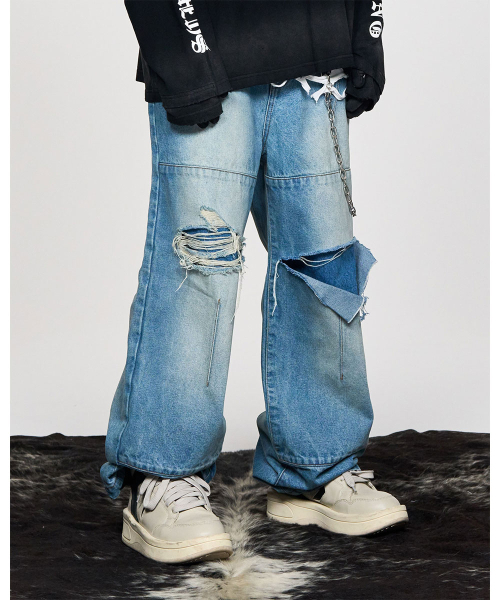 SCHISM INDUCING(スキズムインデューシング)の「RIPPED BIKER PANTS BLUE(デニムパンツ・レディース・その他・MEDIUM/LARGE/X-LARGE)」の11枚目の写真