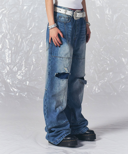 SCHISM INDUCING(スキズムインデューシング)の「RIPPED BIKER PANTS BLUE(デニムパンツ・レディース・その他・MEDIUM/LARGE/X-LARGE)」の17枚目の写真