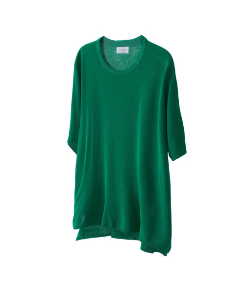 セール】IRT110 [クールニット] ラウンドスリットニット半袖グリーン