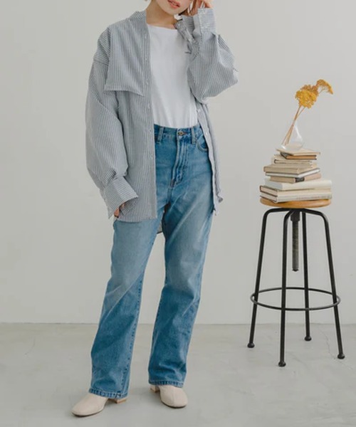 merrylatte（メリーラテ）の「デニムストレートパンツ【IROHANI】（デニムパンツ・レディース・ネイビー/ブルー・M/L）」の2枚目の写真
