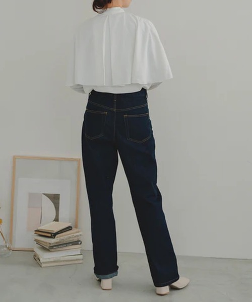 merrylatte（メリーラテ）の「デニムストレートパンツ【IROHANI】（デニムパンツ・レディース・ネイビー/ブルー・M/L）」の4枚目の写真