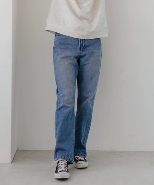 merrylatte（メリーラテ）の「デニムストレートパンツ【IROHANI】（デニムパンツ・レディース・ネイビー/ブルー・M/L）」の8枚目の写真