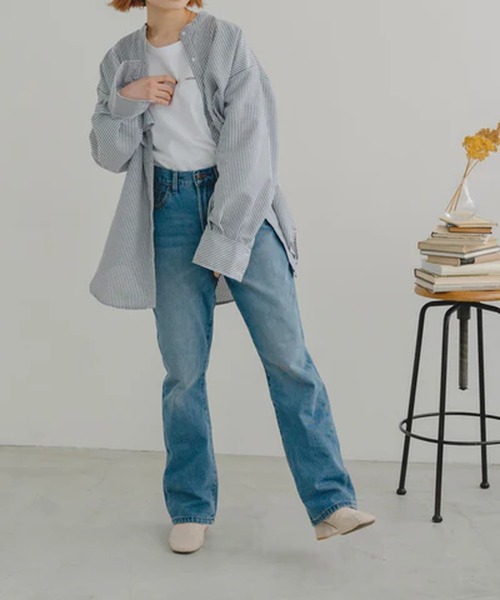 merrylatte（メリーラテ）の「デニムストレートパンツ【IROHANI】（デニムパンツ・レディース・ネイビー/ブルー・M/L）」の7枚目の写真