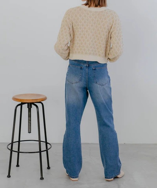 merrylatte（メリーラテ）の「デニムストレートパンツ【IROHANI】（デニムパンツ・レディース・ネイビー/ブルー・M/L）」の5枚目の写真