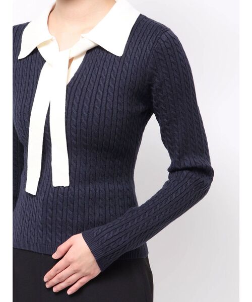 RESEXXY（リゼクシー）の「ナロータイケーブルニットトップス（ニット/セーター・レディース・アイボリー/ネイビー/グレー・FREE）」の18枚目の写真