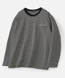 VASTIC（バスティック）の「スタンダードストライプポケットロングスリーブ_ブラック / ホワイト（Tシャツ/カットソー）」
