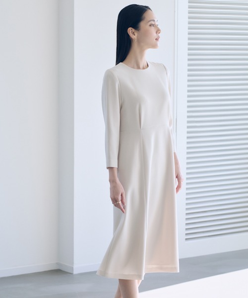 トリアセダブルクロス セミフレアーワンピース/イージーケア