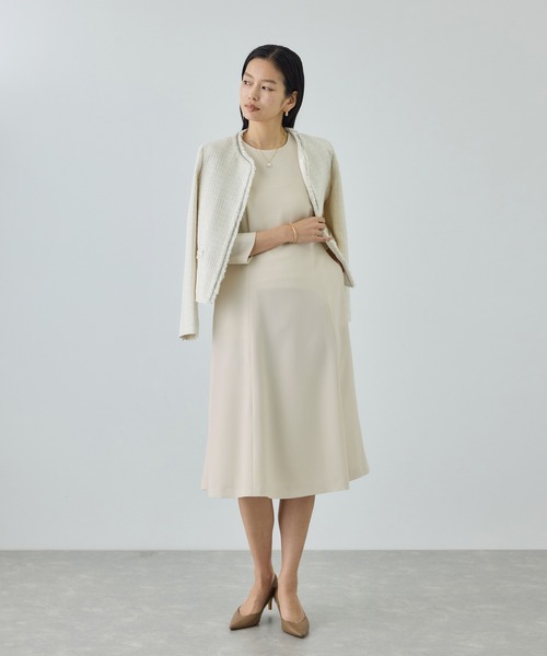 トリアセダブルクロス セミフレアーワンピース/イージーケア