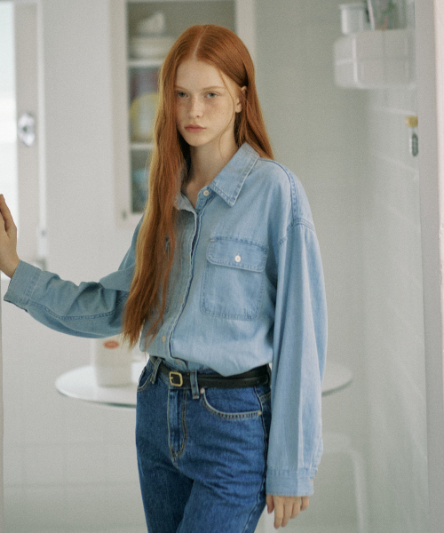 YUPPE(ヨッペ)の「DENIM OVER SHIRT_BLUE(シャツ/ブラウス・レディース・その他・FREE)」の3枚目の写真