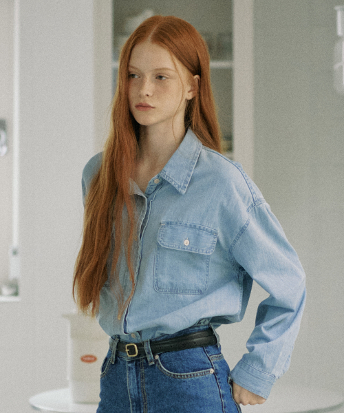 YUPPE(ヨッペ)の「DENIM OVER SHIRT_BLUE(シャツ/ブラウス・レディース・その他・FREE)」の4枚目の写真