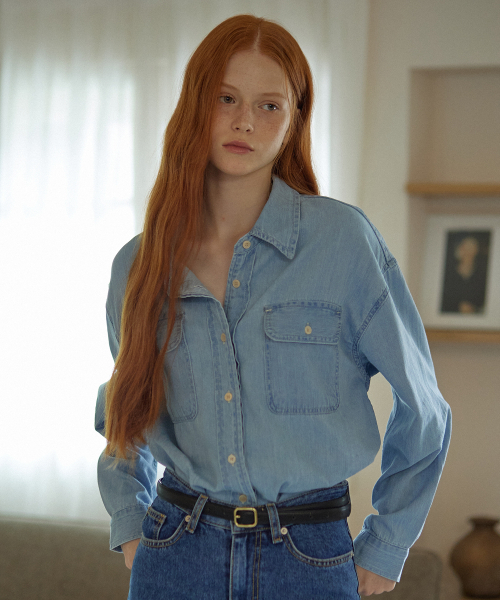 YUPPE(ヨッペ)の「DENIM OVER SHIRT_BLUE(シャツ/ブラウス・レディース・その他・FREE)」の5枚目の写真