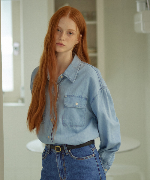 YUPPE(ヨッペ)の「DENIM OVER SHIRT_BLUE(シャツ/ブラウス・レディース・その他・FREE)」の6枚目の写真