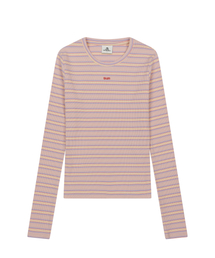 SUNDAY FRUIT MARKET（サンデーフルーツマーケット）の「W) SUN STRIPE LS TEE PINK（Tシャツ/カットソー）」