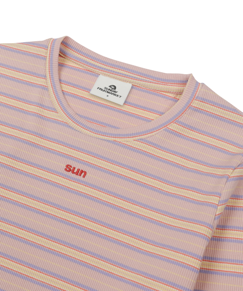 SUNDAY FRUIT MARKET（サンデーフルーツマーケット）の「W) SUN STRIPE LS TEE PINK（Tシャツ/カットソー・レディース・その他・SMALL/MEDIUM）」の3枚目の写真