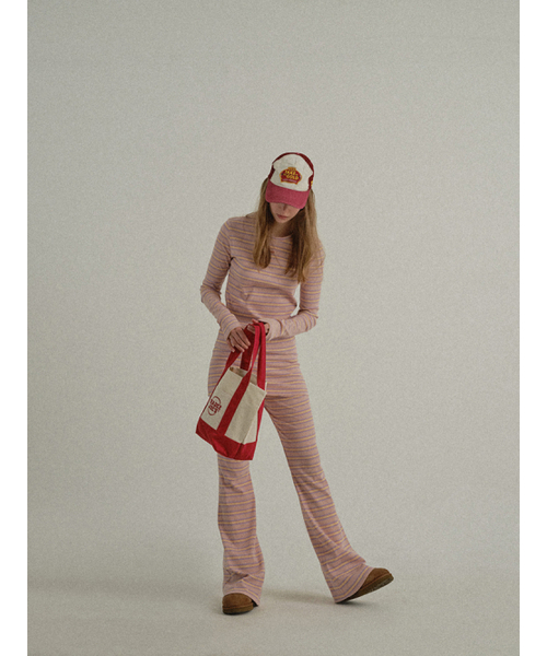 SUNDAY FRUIT MARKET（サンデーフルーツマーケット）の「W) SUN STRIPE LS TEE PINK（Tシャツ/カットソー・レディース・その他・SMALL/MEDIUM）」の6枚目の写真