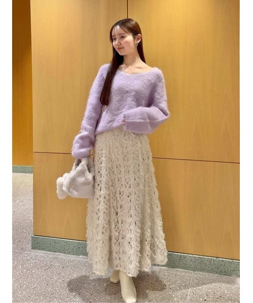 SNIDEL（スナイデル）の「Sustainableデコラティブシフォンフレアスカート（スカート・レディース・アイボリー/ブラック/バーガンディー・0/1）」の13枚目の写真