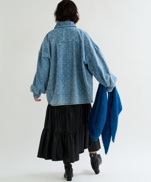 A.D.C.L.（エーディーシーエル）の「ドット柄 オーバーサイズ デニムシャツ（シャツ/ブラウス・レディース・ブルー/サックスブルー・M/L）」の14枚目の写真