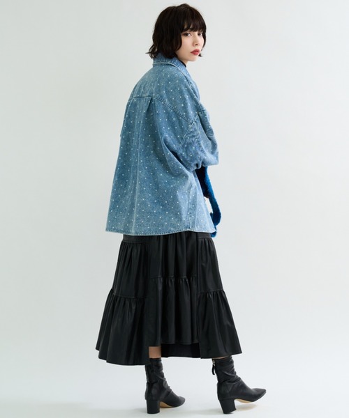 A.D.C.L.（エーディーシーエル）の「ドット柄 オーバーサイズ デニムシャツ（シャツ/ブラウス・レディース・ブルー/サックスブルー・M/L）」の15枚目の写真