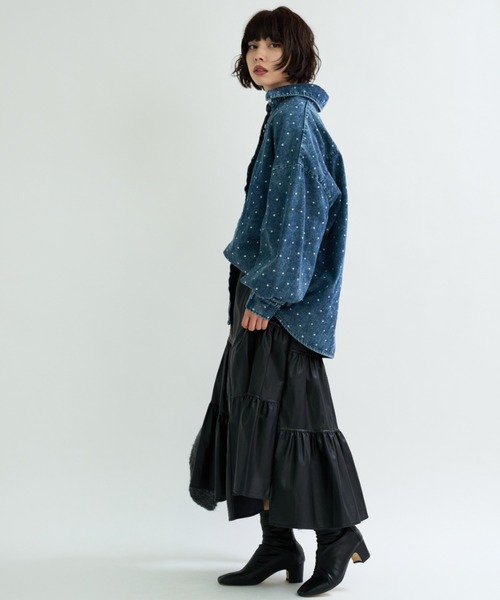 A.D.C.L.（エーディーシーエル）の「ドット柄 オーバーサイズ デニムシャツ（シャツ/ブラウス・レディース・ブルー/サックスブルー・M/L）」の20枚目の写真