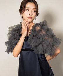 girl | ミキシングフリルボレロ チュール フリル ボリューム ショート丈 結婚式 お呼ばれ オケージョン パーティードレス 二次会 成人式 同窓会(カーディガン/ボレロ)
